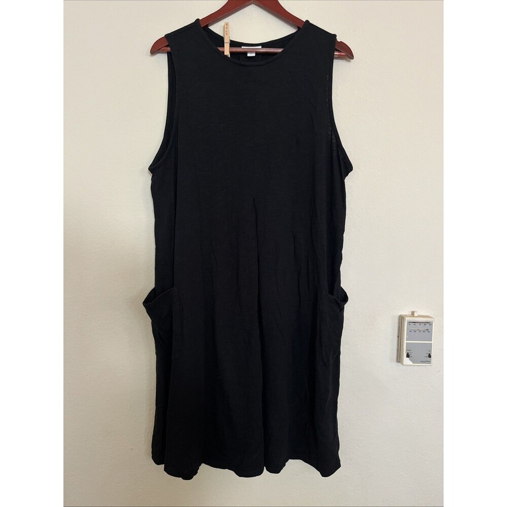 J Jill Black Tank Pockets Round Neck Cotton Modal Shift Minimalist Dress SZ XL